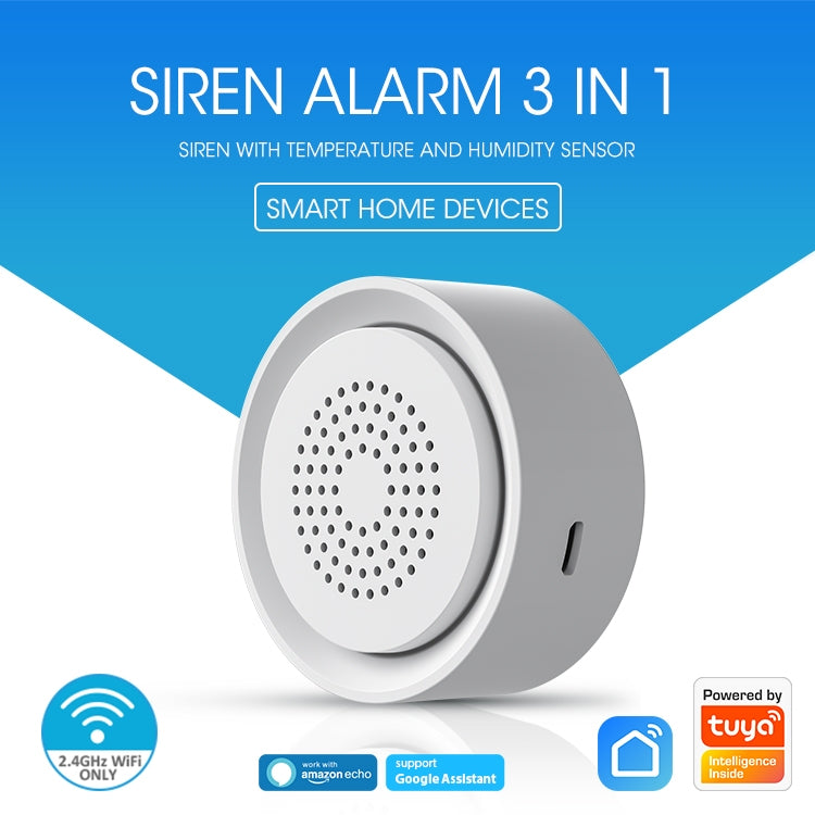 NEO NAS-AB03WT WiFi USB Siren Alarm with Temperature & Humidity Sensor - Security by NEO | Online Shopping UK | buy2fix