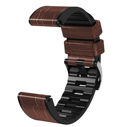 For Garmin Fenix 7/6 Pro/5 Plus 22mm Crocodile Texture Silicone Leather Watch Band(Coffee) - Watch Bands by buy2fix | Online Shopping UK | buy2fix