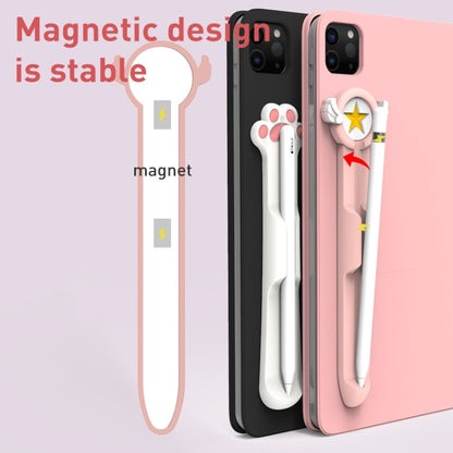 Stylus Silicone Magnetic Cartoon Pen Holder For Apple Pencil 1/2(White Cat Paw) - Pencil Accessories by buy2fix | Online Shopping UK | buy2fix