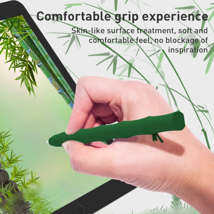 Bamboo Liquid Silicone Gel Stylus Pen Protective Case For Apple Pencil 1(Dark Green) - Pencil Accessories by buy2fix | Online Shopping UK | buy2fix