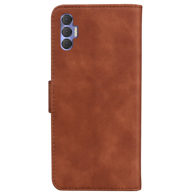 For Tecno Spark 8 Pro Skin Feel Pure Color Flip Leather Phone Case(Brown) - Tecno Cases by buy2fix | Online Shopping UK | buy2fix