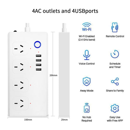 ZigBee 10A SM-SO301-A 4 Holes + 4 USB 2000W Multi-purpose Smart Power Strip, AU Plug - Consumer Electronics by buy2fix | Online Shopping UK | buy2fix