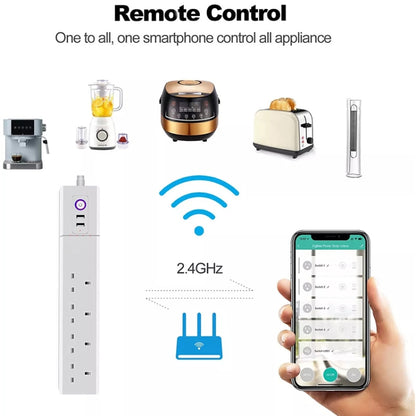 ZigBee 10A SM-SO306-K 4 Holes + 2 USB Multi-purpose Smart Power Strip, UK Plug - Consumer Electronics by buy2fix | Online Shopping UK | buy2fix