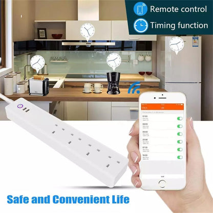 WiFi 10A SM-SO306-K 4 Holes + 2 USB Multi-purpose Smart Power Strip, UK Plug - Consumer Electronics by buy2fix | Online Shopping UK | buy2fix