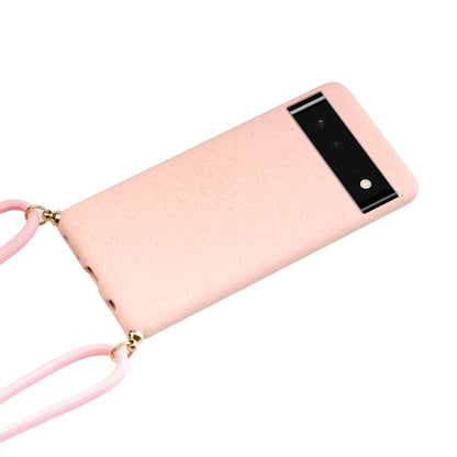 For Google Pixel 6 Wheat Straw Material + TPU Protective Case with Lanyard(Pink) - Mobile Accessories by buy2fix | Online Shopping UK | buy2fix