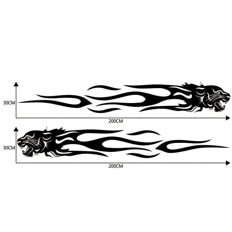 2 PCS/Set D-815 Flame Lion Pattern Car Modified Decorative Sticker(Black) - In Car by buy2fix | Online Shopping UK | buy2fix