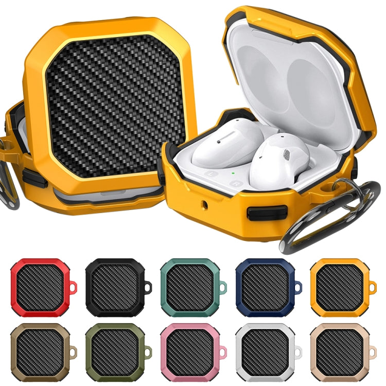 For Samsung Galaxy Buds Live / Buds 2 / Buds Pro / Buds 2 Pro Thunder Carbon Fiber TPU+PC Earphones Protective Case with Hook Up(Black and White) - Samsung Earphone Case by buy2fix | Online Shopping UK | buy2fix