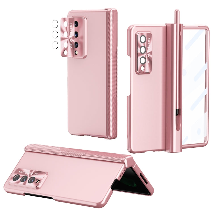 For Samsung Galaxy Z Fold3 5G Electroplating Hinged Folding Phone Case with S Pen Fold Edition(Pink) - Galaxy Phone Cases by buy2fix | Online Shopping UK | buy2fix