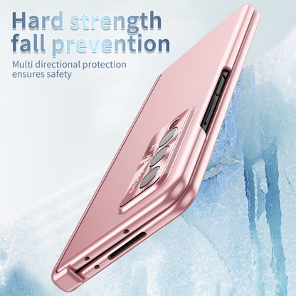 For Samsung Galaxy Z Fold3 5G Electroplating Hinged Folding Phone Case with S Pen Fold Edition(Pink) - Galaxy Phone Cases by buy2fix | Online Shopping UK | buy2fix