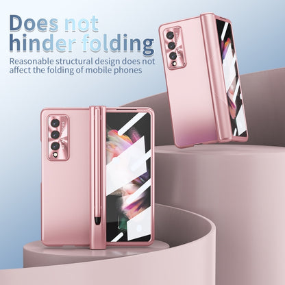 For Samsung Galaxy Z Fold3 5G Electroplating Hinged Folding Phone Case with S Pen Fold Edition(Pink) - Galaxy Phone Cases by buy2fix | Online Shopping UK | buy2fix