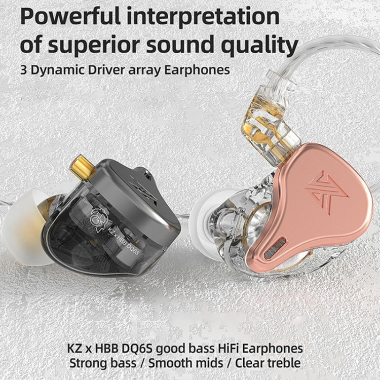 KZ-DQ6S 1.2m Three-Unit Dynamic Subwoofer In-Ear Headphones, Style:With Microphone(Pink) - In Ear Wired Earphone by KZ | Online Shopping UK | buy2fix