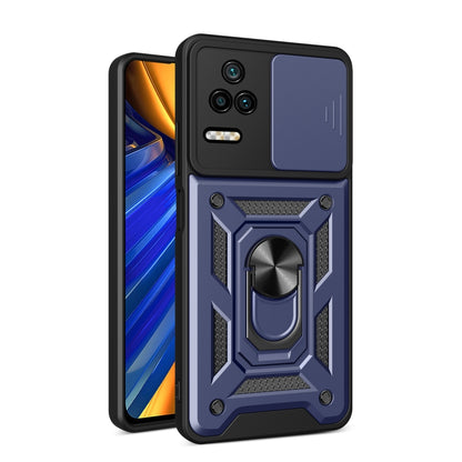 For Xiaomi Poco F4/Redmi K40S Sliding Camera Design TPU + PC Phone Case(Blue) - Xiaomi Cases by buy2fix | Online Shopping UK | buy2fix