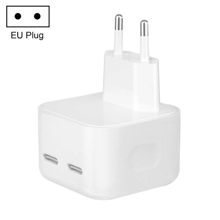 PD 50W Dual USB-C / Type-C Ports Charger(EU Plug) - Apple Accessories by buy2fix | Online Shopping UK | buy2fix