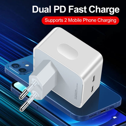 PD 50W Dual USB-C / Type-C Ports Charger(EU Plug) - Apple Accessories by buy2fix | Online Shopping UK | buy2fix