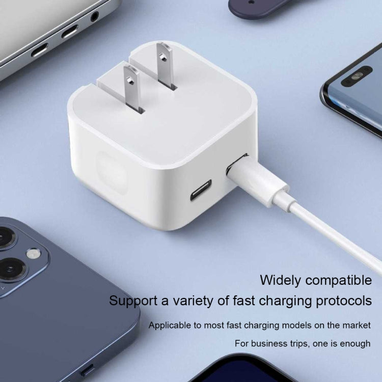 PD 50W Dual USB-C / Type-C Ports Charger(US Plug) - Apple Accessories by buy2fix | Online Shopping UK | buy2fix