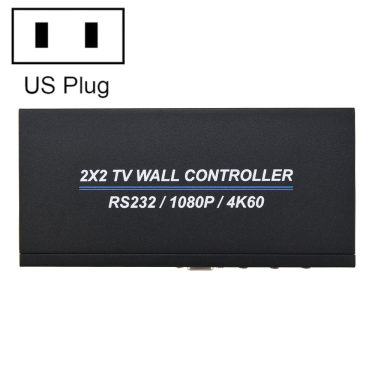 BT100 4K 60Hz 1080P 2 x 2 TV Wall Controller, Plug Type:US Plug(Black) - Splitter by buy2fix | Online Shopping UK | buy2fix