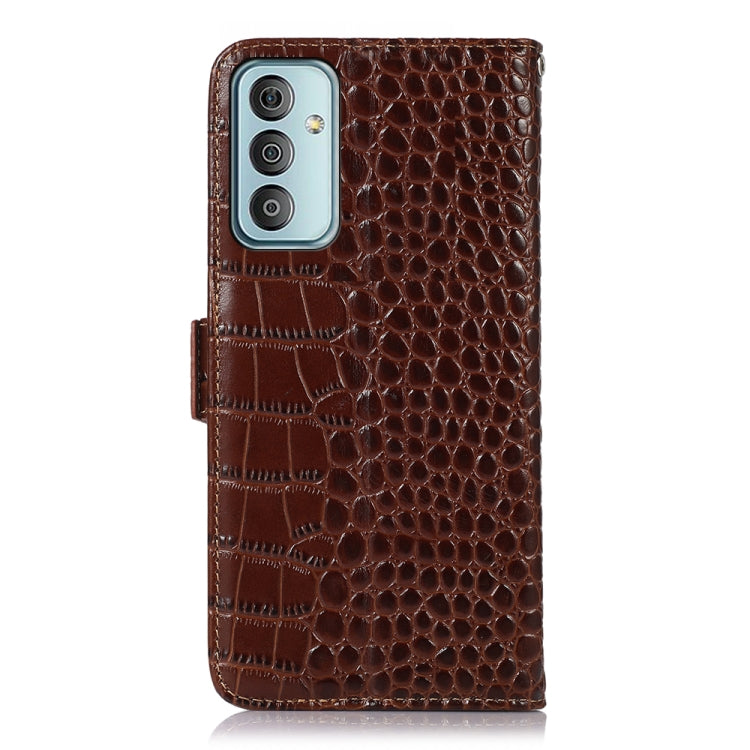 For Samsung Galaxy M13 4G Global Crocodile Top Layer Cowhide Leather Phone Case(Brown) - Galaxy Phone Cases by buy2fix | Online Shopping UK | buy2fix