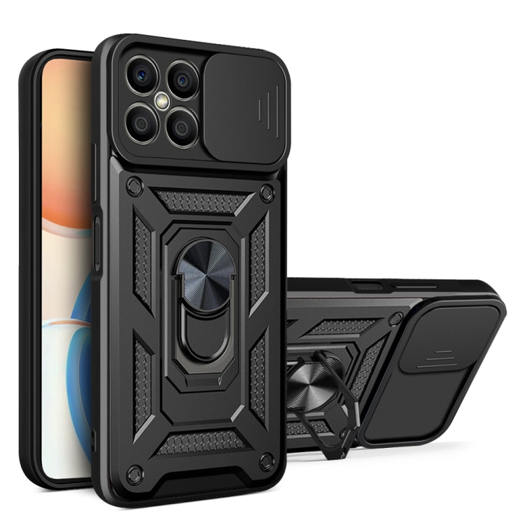 For Honor X8 Sliding Camera Design TPU + PC Phone Case(Black) - Mobile Accessories by buy2fix | Online Shopping UK | buy2fix