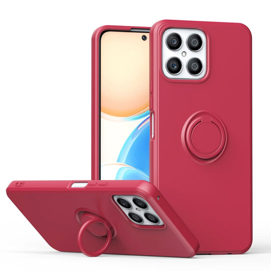 For Honor X8 Ring Kickstand Silicone Phone Case(Hawthorn Red) - Honor Cases by buy2fix | Online Shopping UK | buy2fix