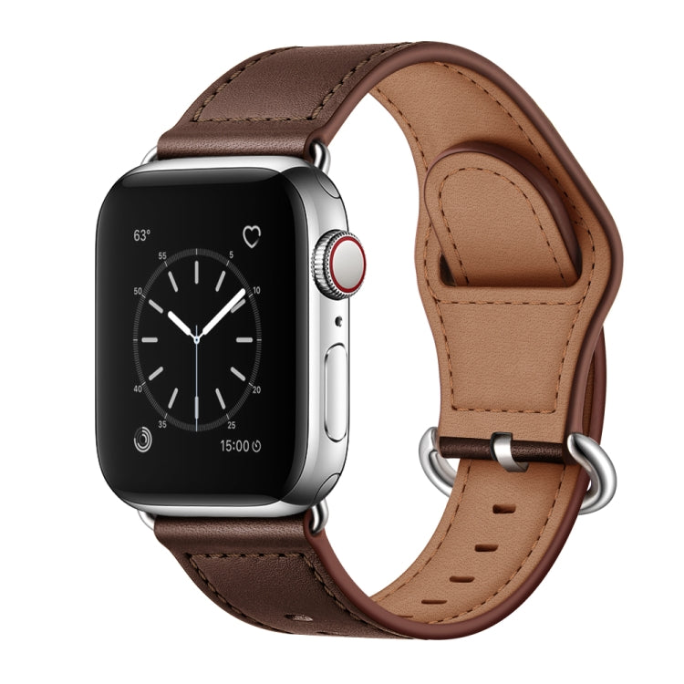 Genuine Leather Watch Band For Apple Watch Ultra 49mm&Watch Ultra 2 49mm / Series 9&8&7 45mm / SE 3&SE 2&6&SE&5&4 44mm / 3&2&1 42mm(Dark Brown Needle Texture) - Watch Bands by buy2fix | Online Shopping UK | buy2fix