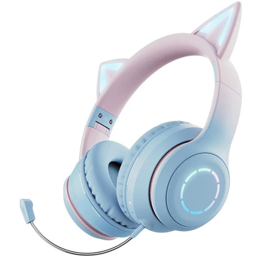 BT029C RGB Dual Modes Cat Ear Wireless Bluetooth Headphone(Blue) - Apple Accessories by buy2fix | Online Shopping UK | buy2fix