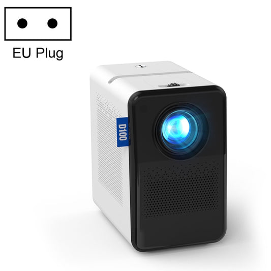 D100 180 ANSI Lumens Mini LED+LCD Smartphone Wireless Screen Mirroring Projector, Plug Type:EU Plug(White) - Consumer Electronics by buy2fix | Online Shopping UK | buy2fix