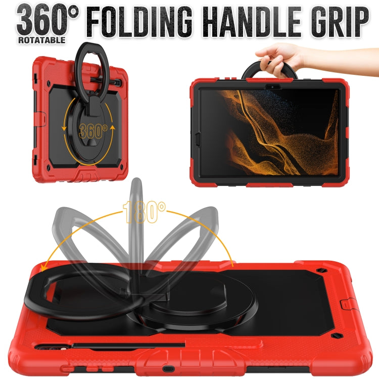 For Samsung Galaxy Tab S8+ / S7+ Bracelet Holder Silicone + PC Tablet Case(Red) - Galaxy Tab S8+ Cases by buy2fix | Online Shopping UK | buy2fix