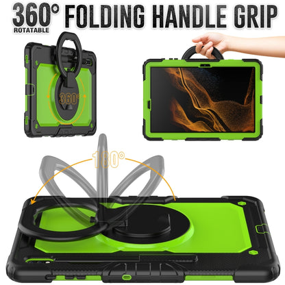 For Samsung Galaxy Tab S8+ / S7+ Bracelet Holder Silicone + PC Tablet Case(Yellow Green) - Galaxy Tab S8+ Cases by buy2fix | Online Shopping UK | buy2fix