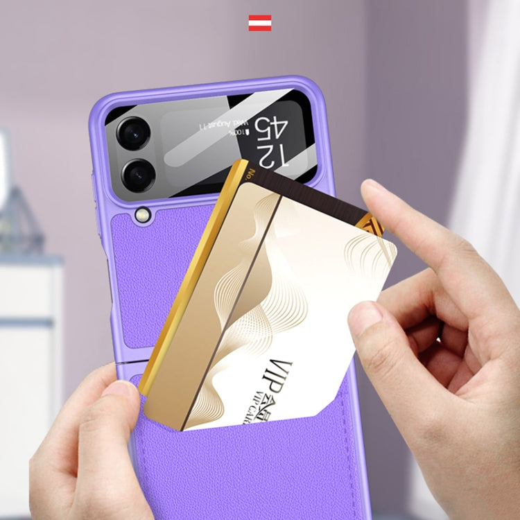 For Samsung Galaxy Z Flip4 GKK Ultra-thin Leather Phone Case with Card Slots(Purple) - Galaxy Z Flip4 5G Cases by GKK | Online Shopping UK | buy2fix