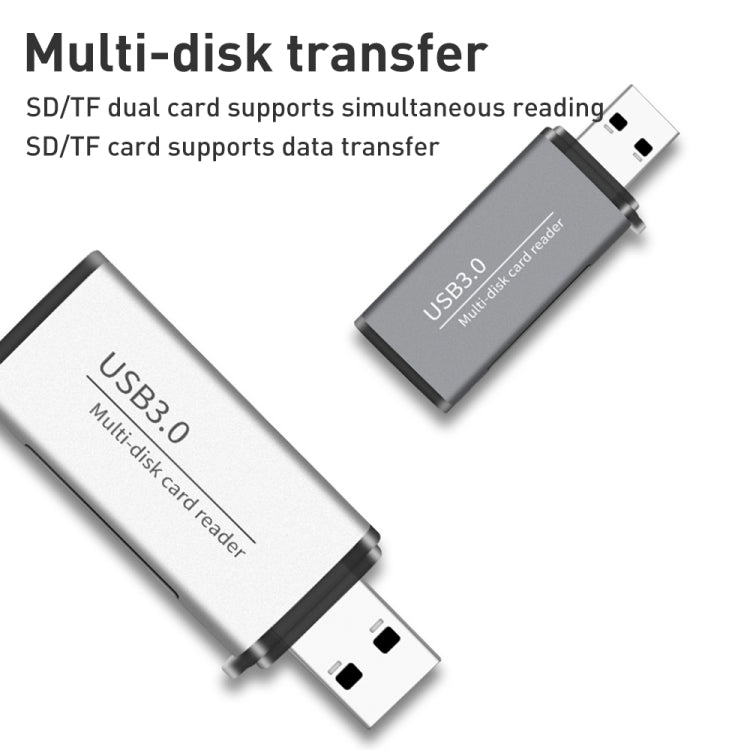 ADS-105 USB 3.0 Multi-function Card Reader(Grey) -  by buy2fix | Online Shopping UK | buy2fix