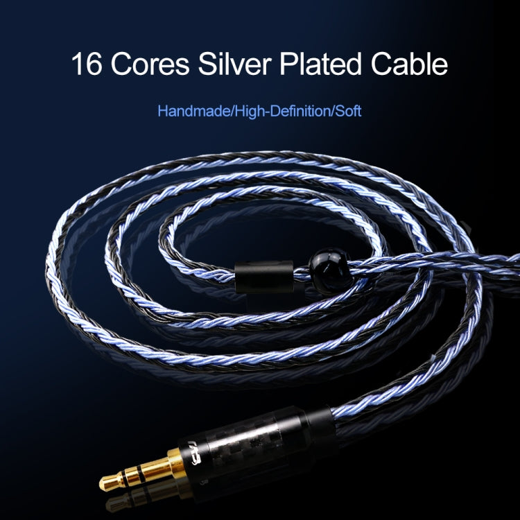 CVJ V3 1.2m 16 Cores Silver-plated 3.5mm Earphone Cable, Style:0.78mm(Black-Blue) - Cable & Splitter by CVJ | Online Shopping UK | buy2fix
