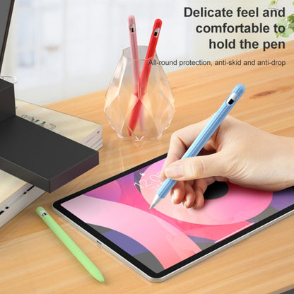 3 in 1 Striped Liquid Silicone Stylus Case with Two Tip Caps For Apple Pencil 2(White) - Pencil Accessories by buy2fix | Online Shopping UK | buy2fix