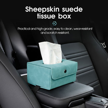 Car Hanging Type Tissue Box Sheepskin Leather Facial Tissue Case(Blue) - In Car by buy2fix | Online Shopping UK | buy2fix