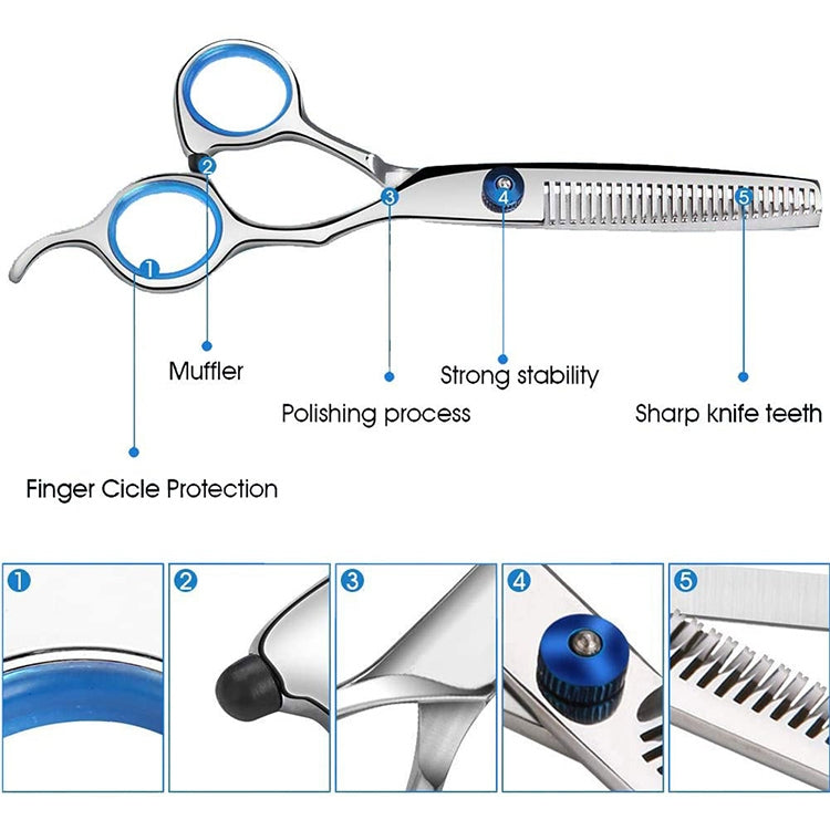 7 PCS Professional Hair Cutting Thinning Scissor Hairdressing Flat Shear Scissors Kit(Blue) - Hair Trimmer by buy2fix | Online Shopping UK | buy2fix