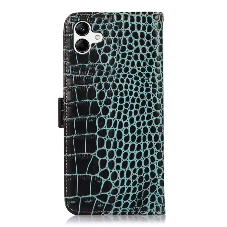 For Samsung Galaxy A04 4G Crocodile Top Layer Cowhide Leather Phone Case(Green) - Galaxy Phone Cases by buy2fix | Online Shopping UK | buy2fix