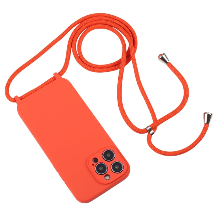 For iPhone 14 Pro Max Crossbody Lanyard Liquid Silicone Case(Orange) - iPhone 14 Pro Max Cases by buy2fix | Online Shopping UK | buy2fix