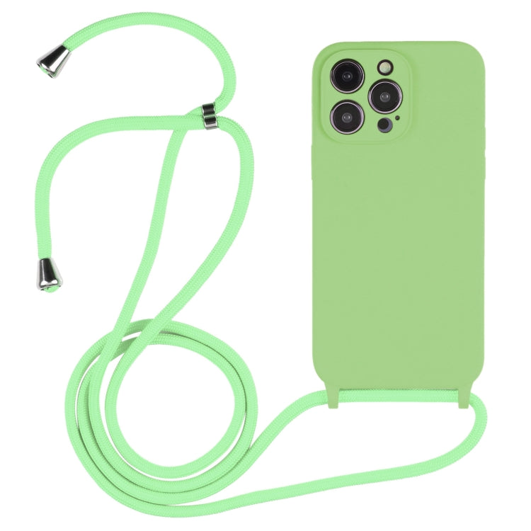 For iPhone 14 Pro Max Crossbody Lanyard Liquid Silicone Case(Matcha Green) - iPhone 14 Pro Max Cases by buy2fix | Online Shopping UK | buy2fix