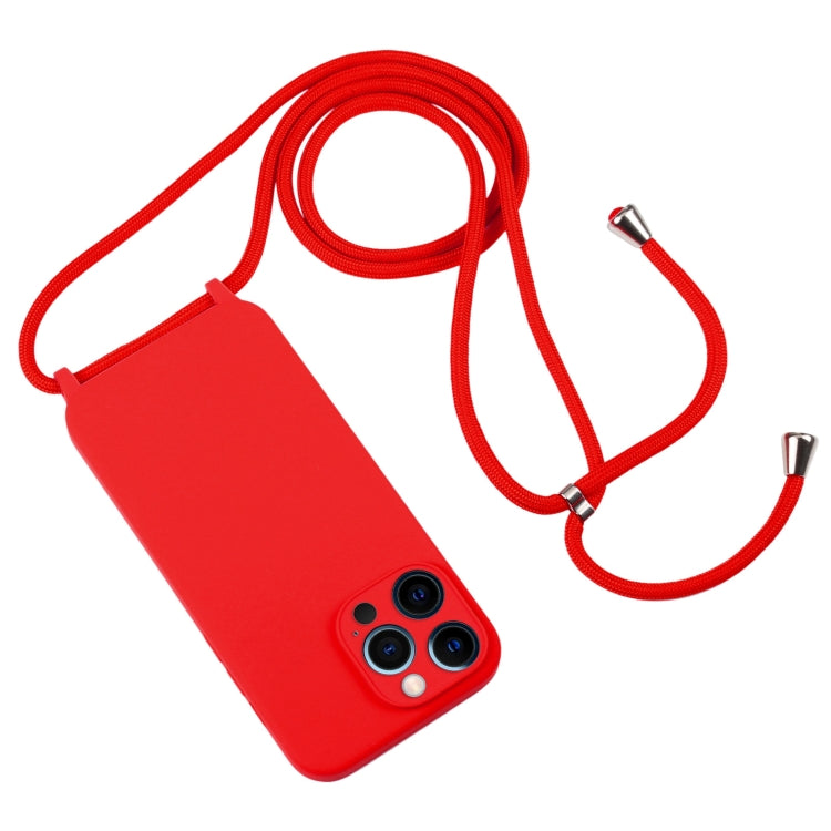 For iPhone 12 Pro Max Crossbody Lanyard Liquid Silicone Case(Red) - iPhone 12 Pro Max Cases by buy2fix | Online Shopping UK | buy2fix