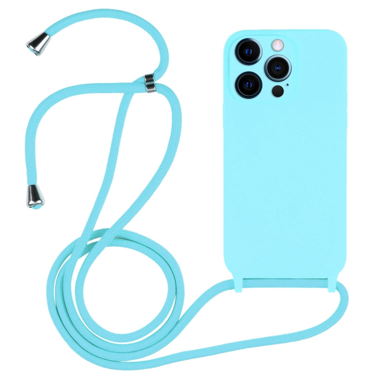 For iPhone 12 Pro Max Crossbody Lanyard Liquid Silicone Case(Ice Blue) - iPhone 12 Pro Max Cases by buy2fix | Online Shopping UK | buy2fix