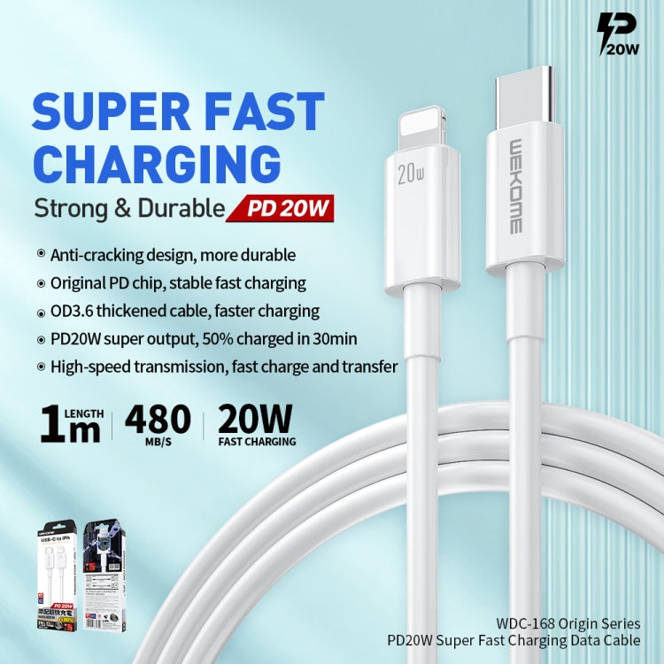 WEKOME WDC-168 Original Series PD 20W USB-C / Type-C to 8 Pin Fast Charge Data Cable Length: 1m - 2 in 1 Cable by WK | Online Shopping UK | buy2fix