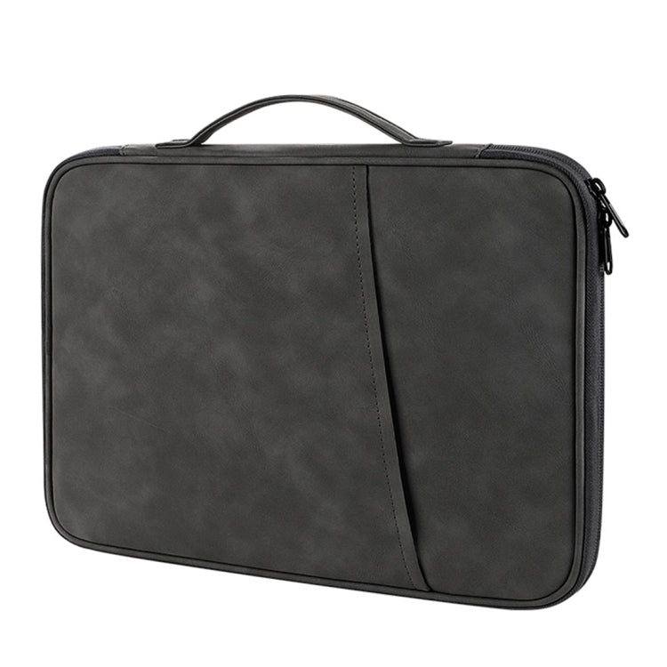 For 9.7-11 inch Laptop Portable Sheepskin Texture Leather Bag(Grey) - 10 - 11 inch by buy2fix | Online Shopping UK | buy2fix