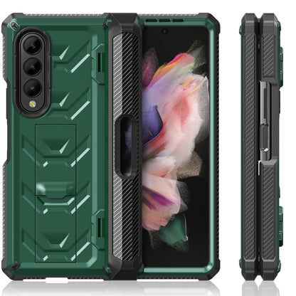 For Samsung Galaxy Z Fold3 5G Armored All-inclusive Shockproof Folding Phone Case(Army Green) - Galaxy Phone Cases by buy2fix | Online Shopping UK | buy2fix