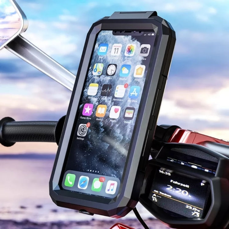 M18L-A2 Motorcycle / Bicycle Rearview Mirror Wireless Charging Waterproof Box Mobile Phone Holder - In Car by buy2fix | Online Shopping UK | buy2fix