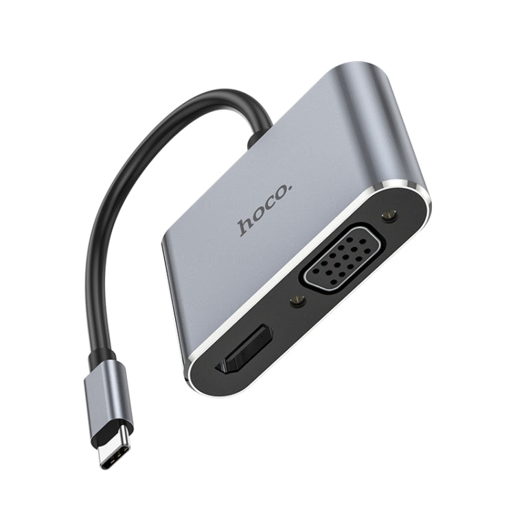 hoco HB29 Easy-lead USB-C / Type-C Multifunction Converter HDTV+VGA HUD(Tarnish) - Computer & Networking by hoco | Online Shopping UK | buy2fix