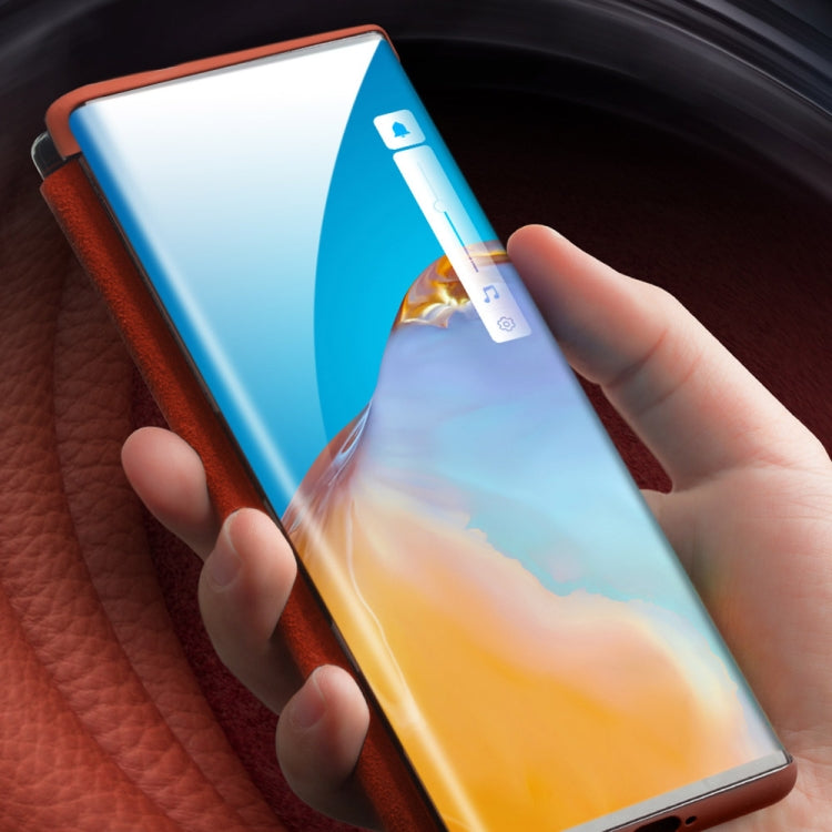 For Huawei P40 Pro QIALINO Litchi Texture Side Window View Leather Phone Case(Orange) - Huawei Cases by QIALINO | Online Shopping UK | buy2fix
