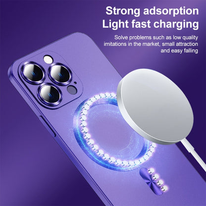 For iPhone 12 Pro Max Liquid Lens Protector Magsafe Phone Case(Dark Purple) - iPhone 12 Pro Max Cases by buy2fix | Online Shopping UK | buy2fix