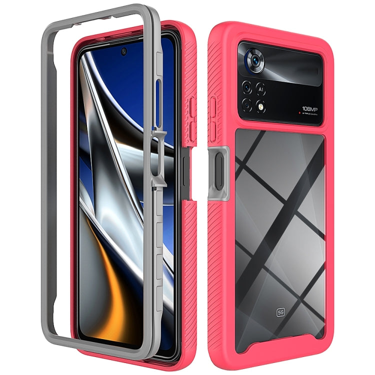 For Xiaomi Poco X4 Pro 5G Starry Sky Solid Color Shockproof TPU Clear PC Phone Case(Frosted Pink) - Poco X4 Pro 5G Cases by buy2fix | Online Shopping UK | buy2fix