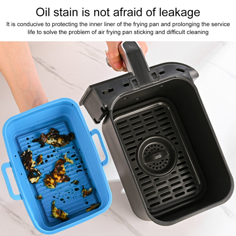 Rectangular Double Pull Basket Foldable Silicone Air Fryer Baking Pan(Black) - Home & Garden by buy2fix | Online Shopping UK | buy2fix