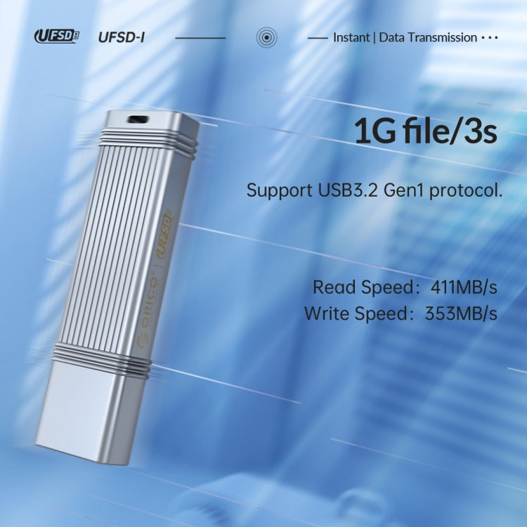 ORICO UFS Flash Drive, Read: 411MB/s, Write: 353MB/s, Memory:64GB, Port:Type-C(Silver) - USB Flash Drives by ORICO | Online Shopping UK | buy2fix