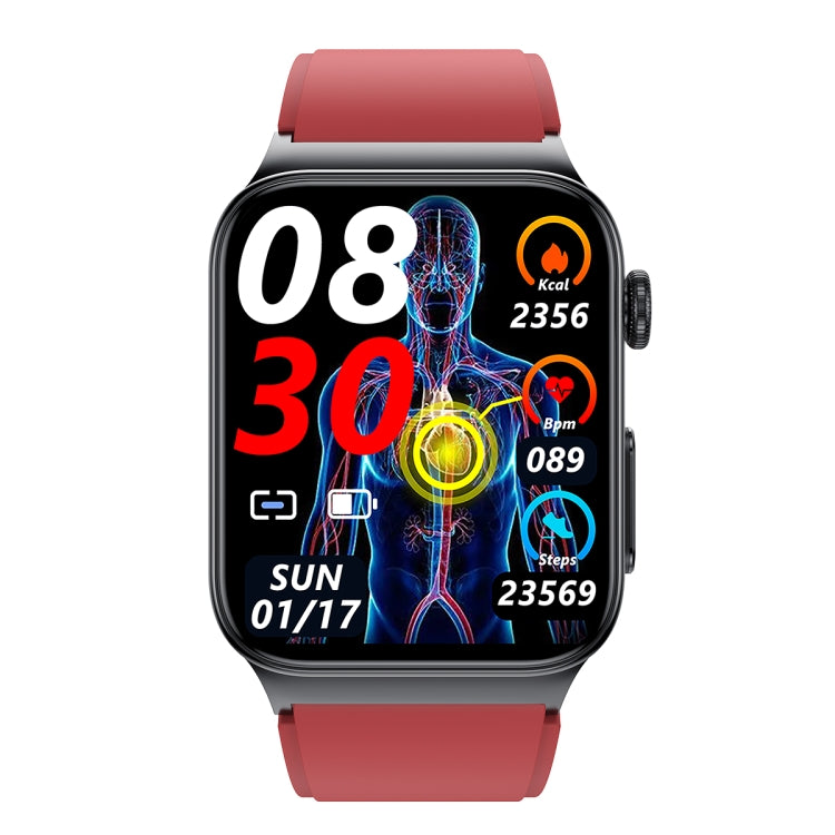 E500 1.83 inch HD Square Screen TPU Watch Strap Smart Watch Supports ECG Monitoring / Non-invasive Blood Sugar(Red) - Smart Wear by buy2fix | Online Shopping UK | buy2fix